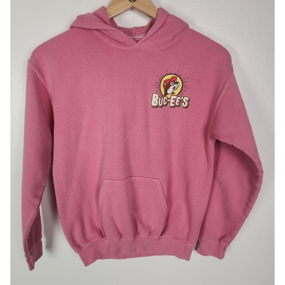 Buc ee's Youth L Pink Happy Camper Hooded Sweatshirt
